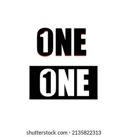 Design text one with number 1. vector illustration.