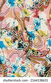 diseño textil abstracto fondo floral colorido