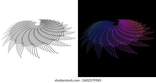Design for Textile Design, Flowing Lines, Fashion, Home Decor, Interior for Web-design, Banner, Presentation, package. Icon, Logo, and Background made of Circular Dots, Lines, and Spirals. Patterns 