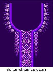 Design Textile Geometric design for collar shirts, T-shirt in tribal style, decorative border, Geometric Line Neck Graphic Design. design for collar shirts, T shirts collar, fashion wearing.