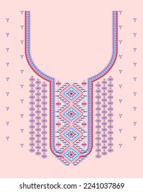 Design Textile Geometric design for collar shirts, T-shirt in tribal style, decorative border, Geometric Line Neck Graphic Design. design for collar shirts, T shirts collar, fashion wearing.