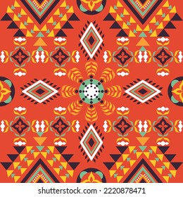 Design Textile Geometric ethnic oriental pattern traditional design for background, wallpaper, carpet, wrapping, fabric, textile fashion wearing,Vector illustration embroidery style.