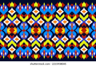 Design Textile ikat pattern abstract geometric ikat, design ikat vector for background, wallpaper, carpet, wrapping, fabric, textile fashion wearing.