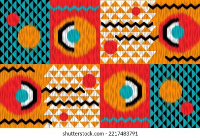 Design Textile ikat pattern abstract geometric ethnic, design for background, wallpaper, carpet, wrapping, fabric, textile fashion wearing.