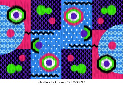 Diseñar un patrón de ikat textil abstracto geométrico étnico, diseño para fondo, papel de pared, alfombra, envoltura, tela, ropa textil.