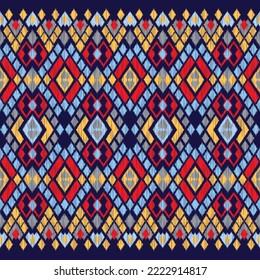 Diseño de ikat textil patrón de ikat abstracto de ikat geométrico, diseño para papel pintado, ropa textil, alfombra, envoltura, tela, fondo de ikat, ikat vectorial.	