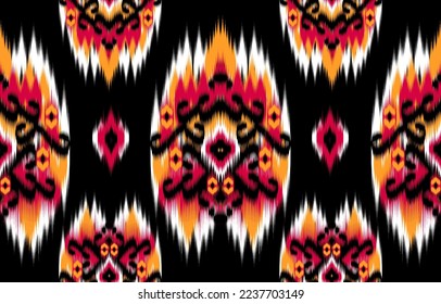Design Textile ikat pattern abstract geometric ikat, design ikat vector for background, wallpaper, carpet, wrapping, fabric, textile fashion wearing.