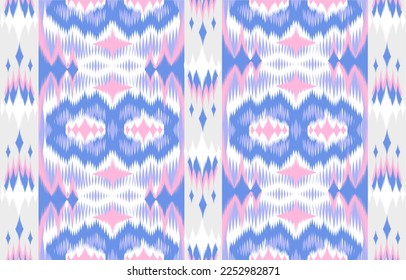 Design Textile ikat pattern abstract geometric ikat, design ikat vector for background, wallpaper, carpet, wrapping, fabric, textile fashion wearing.