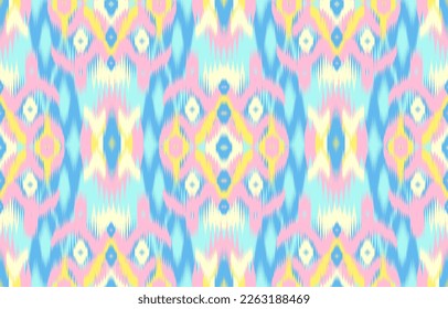 Design Textile ikat pattern abstract geometric ikat, design ikat vector for background, wallpaper, carpet, wrapping, fabric, textile fashion wearing.