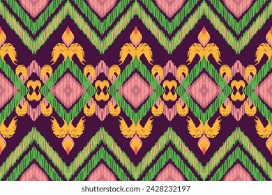 Design Textile ikat pattern abstract geometric ikat, design ikat vector for background, wallpaper, carpet, wrapping, fabric, textile fashion wearing.