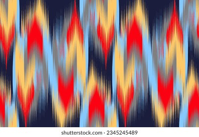 Design Textile ikat wave abstract geometric ikat, design ikat vector for background, wallpaper, carpet, wrapping, fabric, textile fashion wearing.