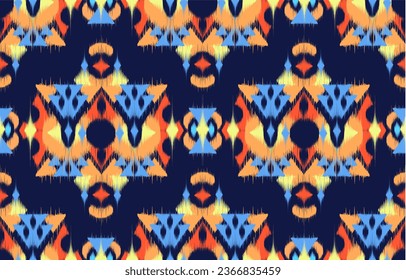 Design Textile ikat wave abstract geometric ikat, design ikat vector for background, wallpaper, carpet, wrapping, fabric, textile fashion wearing.