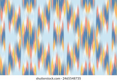 Design Textile ikat wave abstract geometric ikat, design ikat vector for background, wallpaper, carpet, wrapping, fabric, textile fashion wearing.