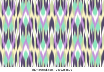 Design Textile ikat wave abstract geometric ikat, design ikat vector for background, wallpaper, carpet, wrapping, fabric, textile fashion wearing.