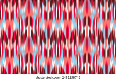 Design Textile ikat wave abstract geometric ikat, design ikat vector for background, wallpaper, carpet, wrapping, fabric, textile fashion wearing.