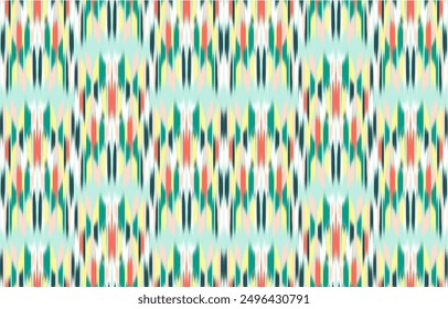 Design Textile ikat wave abstract geometric ikat, design ikat vector for background, wallpaper, carpet, wrapping, fabric, textile fashion wearing.