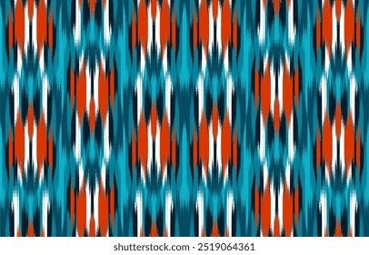 Design Textile ikat wave abstract geometric ikat, design ikat vector for background, wallpaper, carpet, wrapping, fabric, textile fashion wearing.