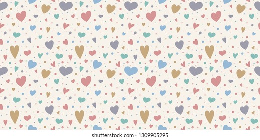 Design of a texture with cute hand drawn hearts. Valentine's Day, Mother's Day and Women's Day. Vector