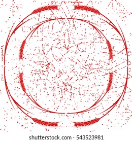 Design texture frame with element - wheaten ear red color. EPS10 vector.