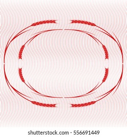 Design texture red color frame with element - wheaten ear. EPS10 vector.