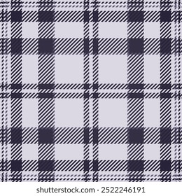 Diseño textura tartán de Vector, tela de patrón de fondo comercial. Glamour textil a cuadros sin costura en paleta de colores blanco y oscuro.