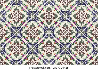 Design Thai art patterns for use in home decoration. Seamless floral arabesque pattern in damask style motifs suitable wrapping cover print for wallpaper, cloth, curtain, tiles, textiles and fabric.