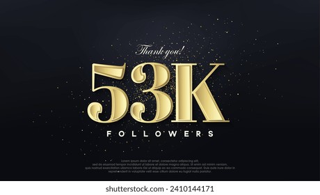 Design thank you 53k followers, in soft gold color.