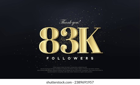 Design thank you 83k followers, in soft gold color.
