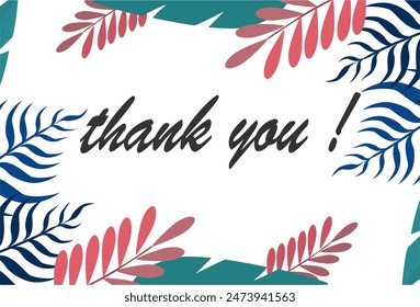 Design Thank you handwritten.Hand drawn lettering. calligraphy in flat style. vector leaf background for word thank you guys.