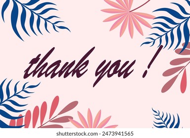 Design Thank you handwritten.Hand drawn lettering. calligraphy in flat style. vector leaf background for word thank you guys.