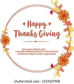 Design thanksgiving, with realistic autumn leaf flower frame. Vector