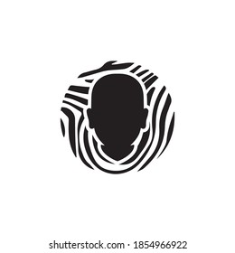A design that forms a wood grain pattern on a tree, with a human head vector design in the middle, can be used for logos and icons