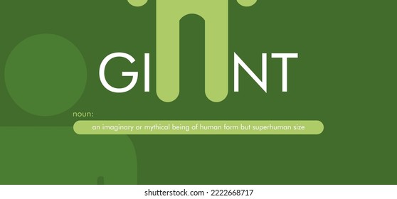a design that reads the word giant, with a creative big size person icon which symbolizes the word in one of the letters. can be applied to a t-shirt, merchandise key chain, background that you need