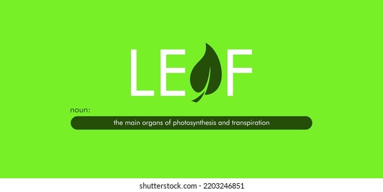 a design that reads the word leaf, with a creative leaves and stems icon which symbolizes the word in one of the letters. can be applied to a t-shirt, merchandise key chain, background that you need