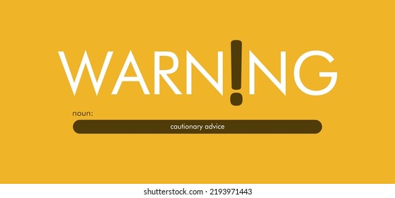 design that reads the word warning, with a creative exclamation mark icon which symbolizes the word in one of the letters. can be applied to a t-shirt, merchandise key chain, background that you need