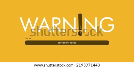 design that reads the word warning, with a creative exclamation mark icon which symbolizes the word in one of the letters. can be applied to a t-shirt, merchandise key chain, background that you need