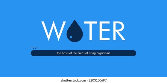 a design that reads the word water, with a creative droplets icon which symbolizes the word in one of the letters. can be applied to a t-shirt, merchandise key chain, background that you need