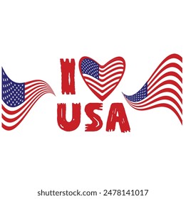 
The design that says I LOVE USA and the USA flag is good for clothes on Independence Day