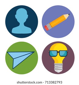 design thinking concept icon set
