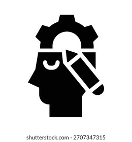 Design Denken Glyphe Symbol Illustration Vektorgrafik. Einfache Elementgrafik, Vektorgrafik, geeignet für App, Websites und Präsentationen einzeln auf weißem Hintergrund