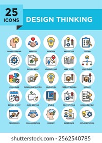 Design Thinking icon collection set. Containing design design, idea, concept, symbol, vector, creative, inspiration, innovation	