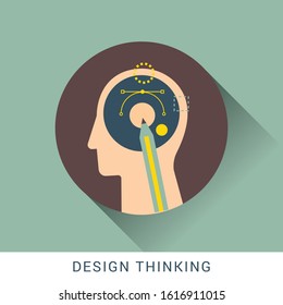 Design thinking icon concept with human head