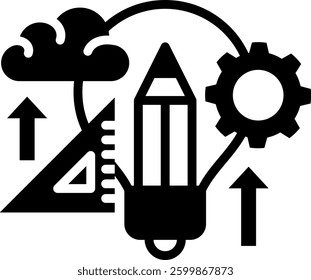 Design Thinking Icon Mixed Vector Illustration