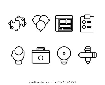 Paquete de iconos de Design Thinking en estilo Outline. Perfecto para Sitios web, Páginas de aterrizaje, App móviles, presentaciones y otros proyectos. Adecuado para interfaz de usuario y experiencia de usuario UX.