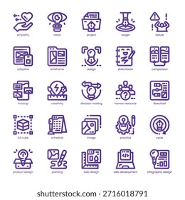 Design Thinking Icon-Paket für Ihre Website, Ihr Handy, Ihre Präsentation und Ihr Logo-Design. Design Thinking Icon Linie Grundfarbendesign. Vektorgrafik-Illustration und bearbeitbarer Strich.