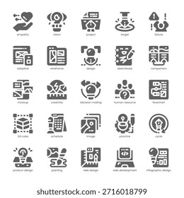 Paquete de iconos de pensamiento de diseño para su Sitio web, móvil, presentación y diseño de logotipo. Diseño Pensamiento de diseño Icon diseño sólido. Ilustración gráfica de Vector y trazo editable.
