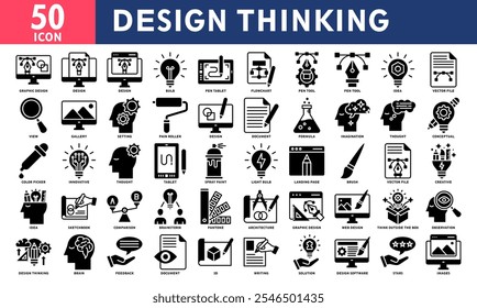 Design Thinking Icon Set Collection. Simple Glyph Vector