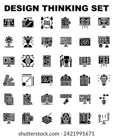 design thinking icon set glyph style