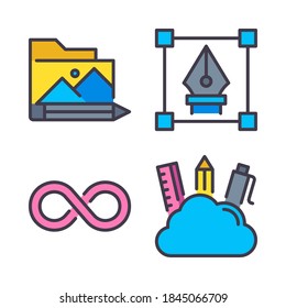 Design Thinking Icons Set (Filled Line) = folder design, pixel perfect, infinity, cloud storage. Perfect for website mobile app, icons, presentation, illustration and any other projects.