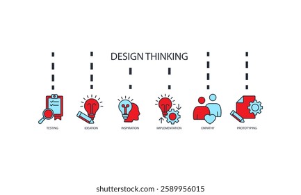 Design thinking icons set isolated on White Background Flat style design